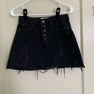 Free People black denim skirt